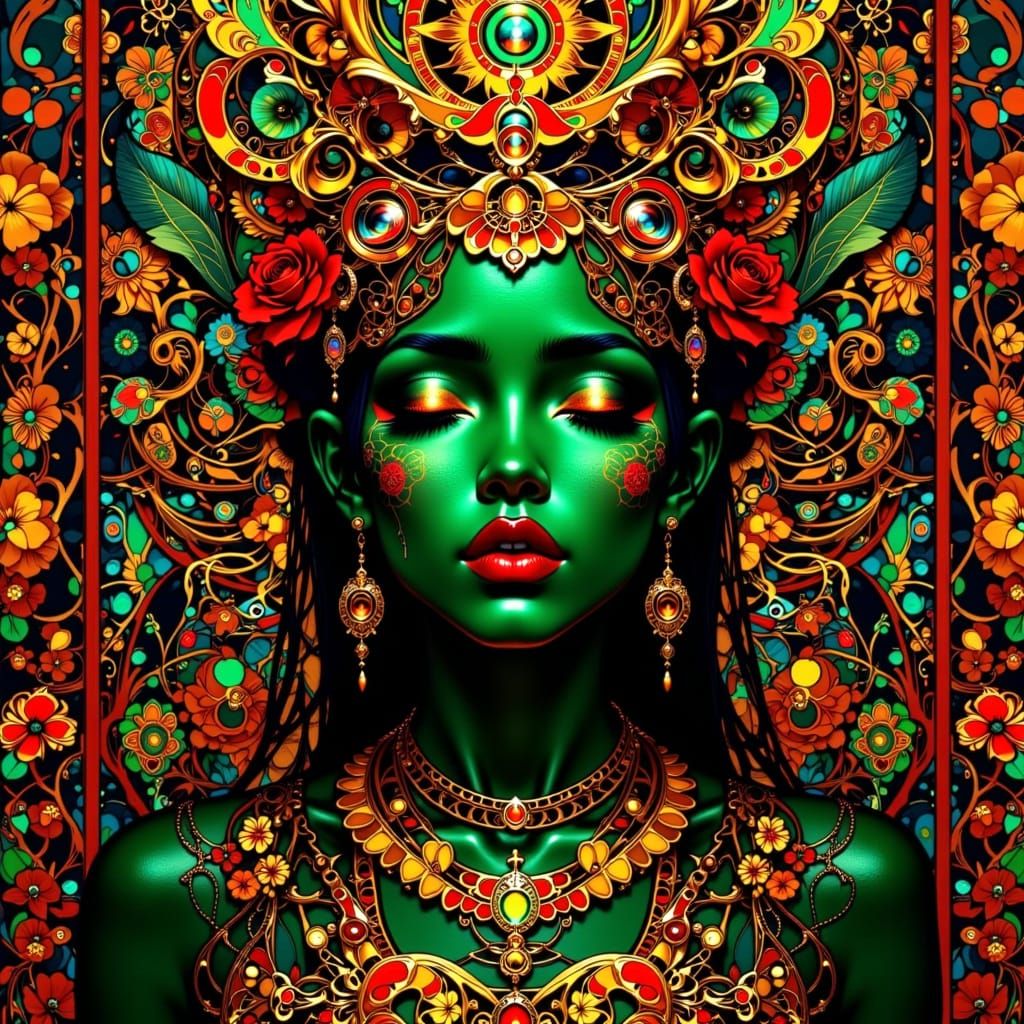 Steampunk Hawaiian Gentleman with African Pattern Background