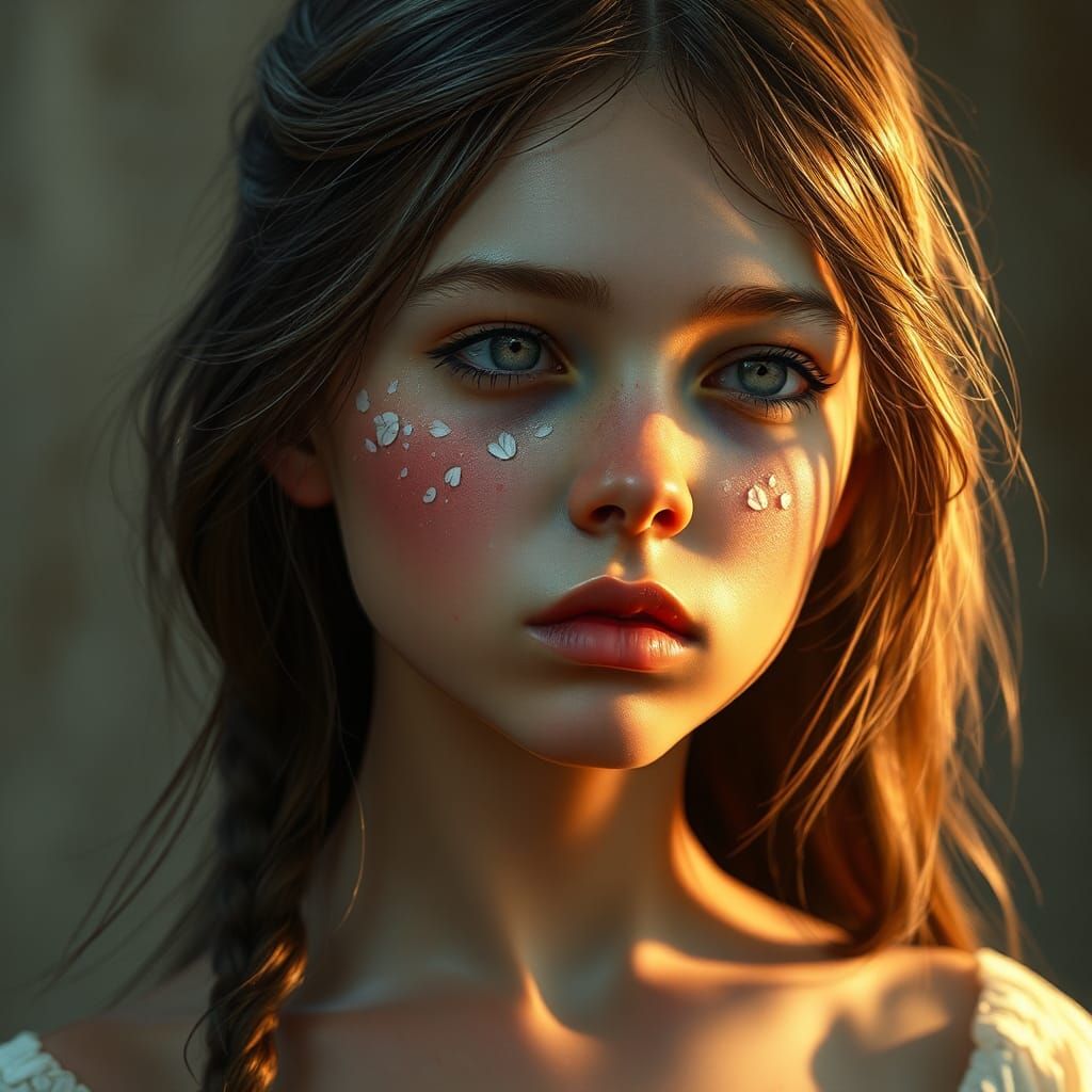 Ethereal Girl Portrait in Organic Digital Art Style