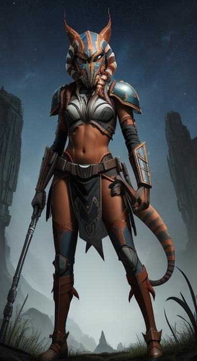 Predator Ahsoka in Overgrown City, Astral Illustration