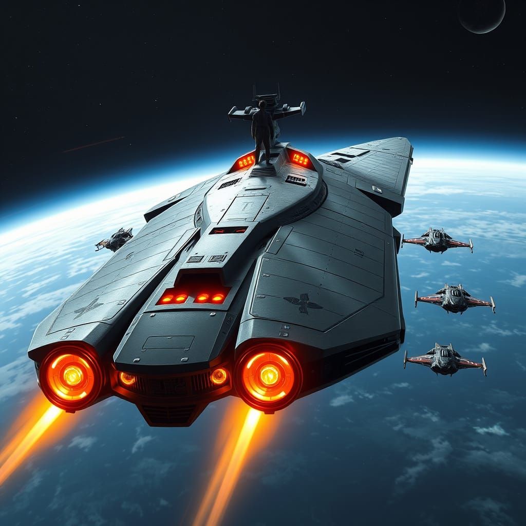 Thranta-class Corvette Emerges from Hyperspace in Futuristic...