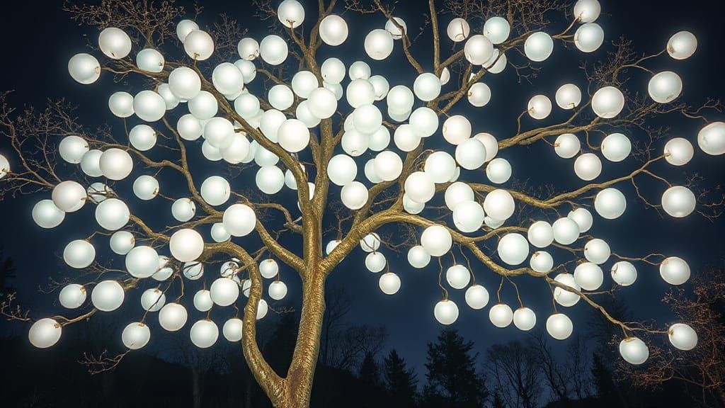 Luminous Moonlit Tree in a Fantastical Forest