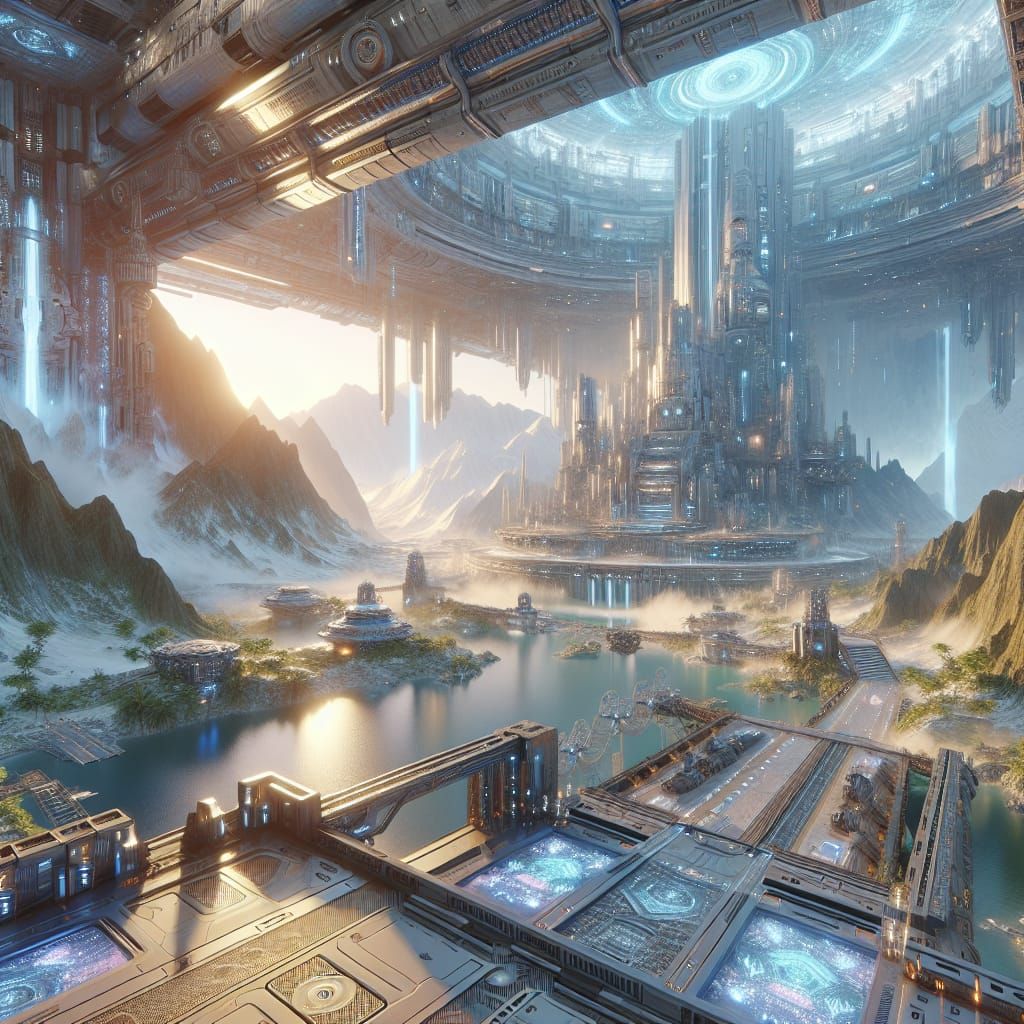 Epic 3D Rendered Futuristic Sci-Fi Landscape