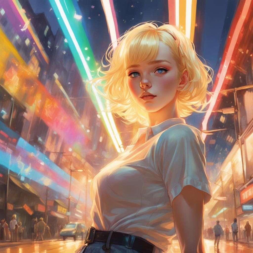 Luminescent Rainbow: Anime-Inspired Portrait