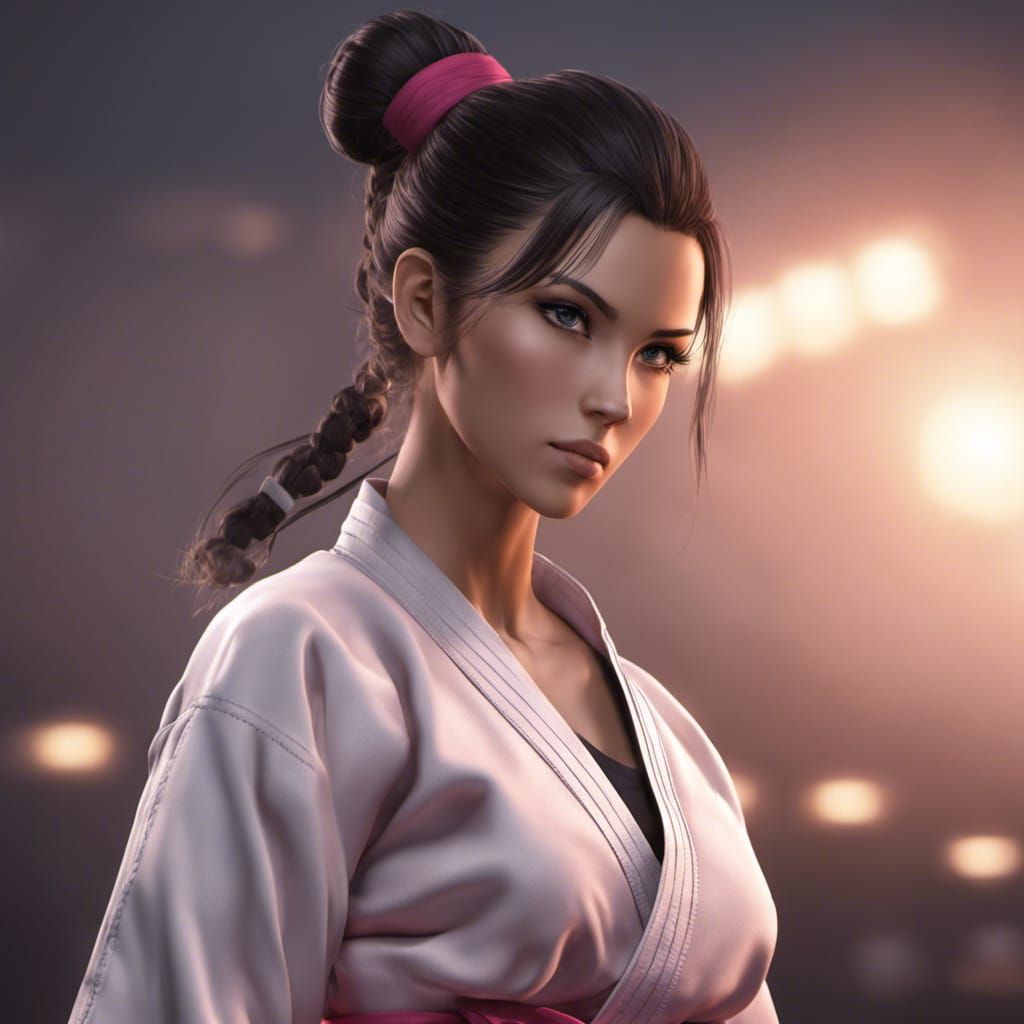 Anime Martial Artist in Karate Gi