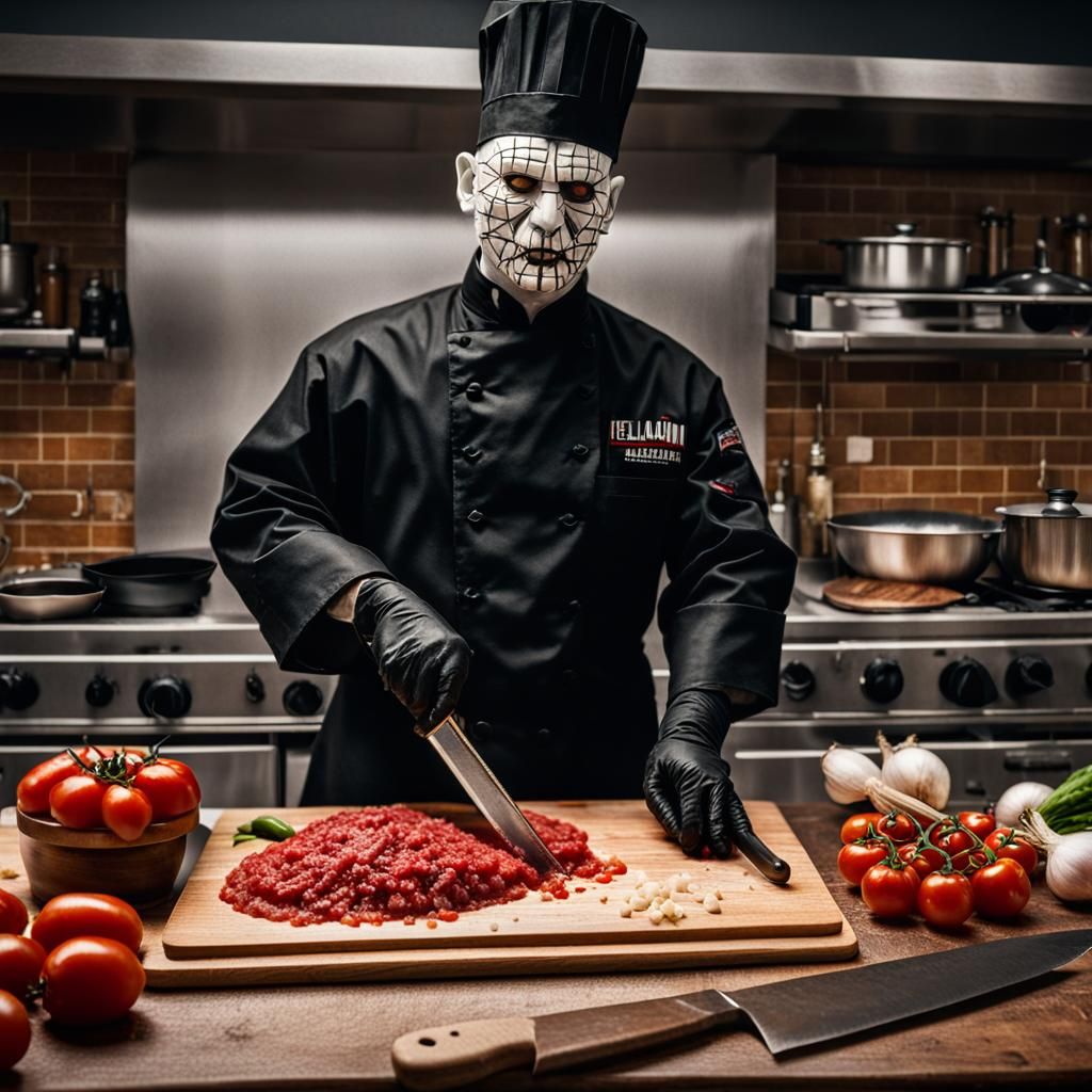 Pinhead as Chef Preparing Marinara Sauce