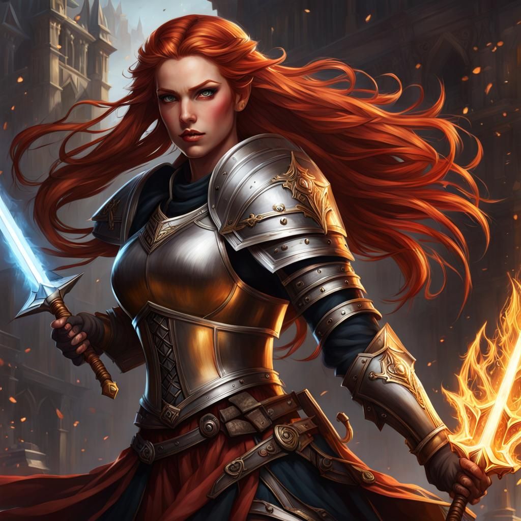 Dynamic Battle Scene: Female Paladin vs Dark Cleric