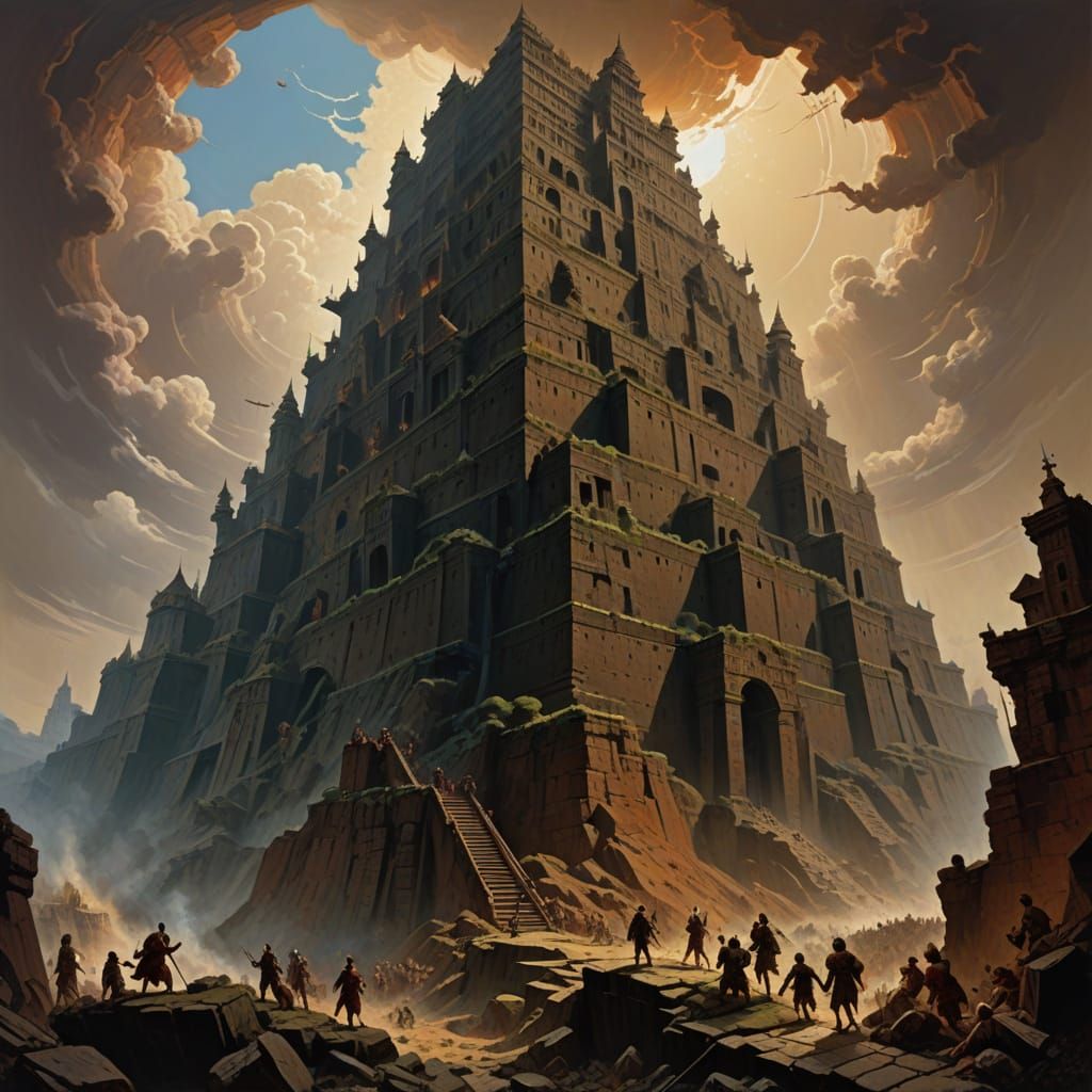 Surrealist Tower of Babel in Majestic Grandeur