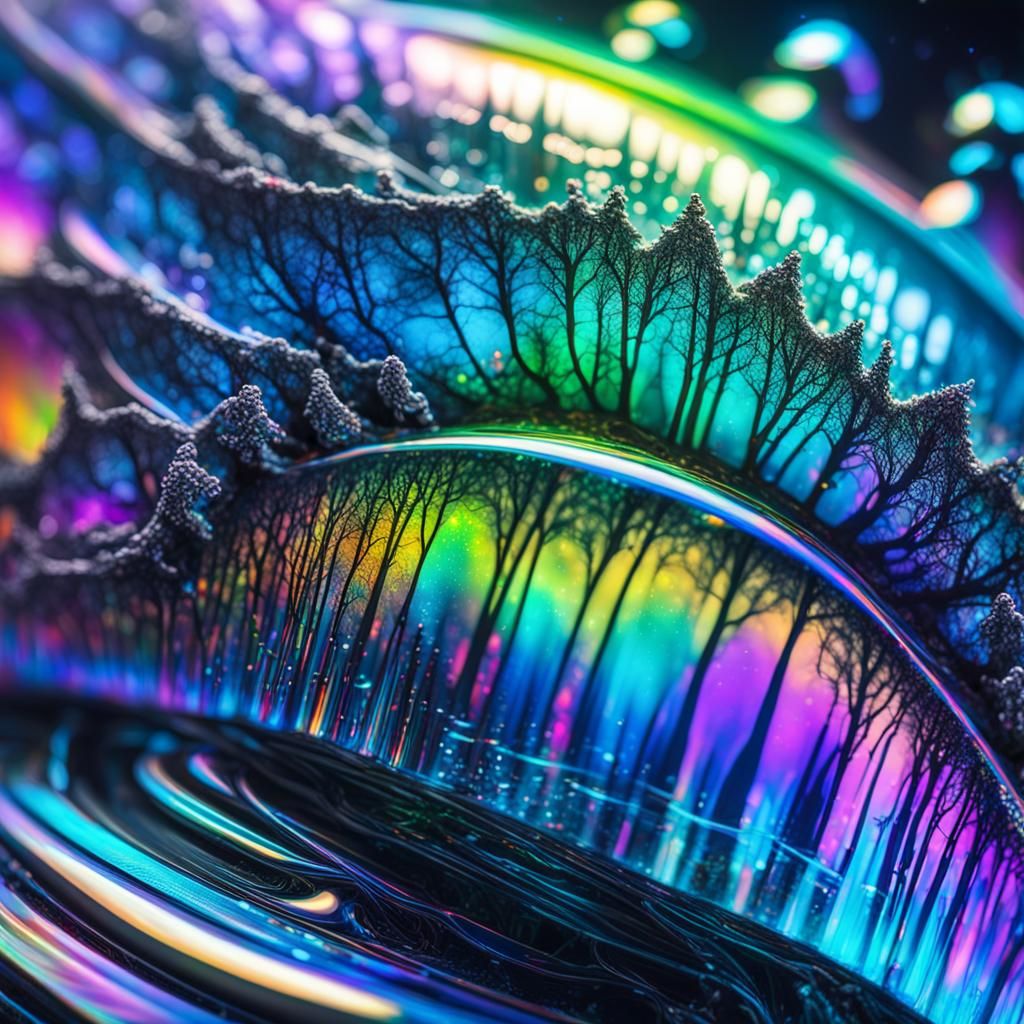 Holographic Vapor: Psychedelic Art in Rainbow Hues