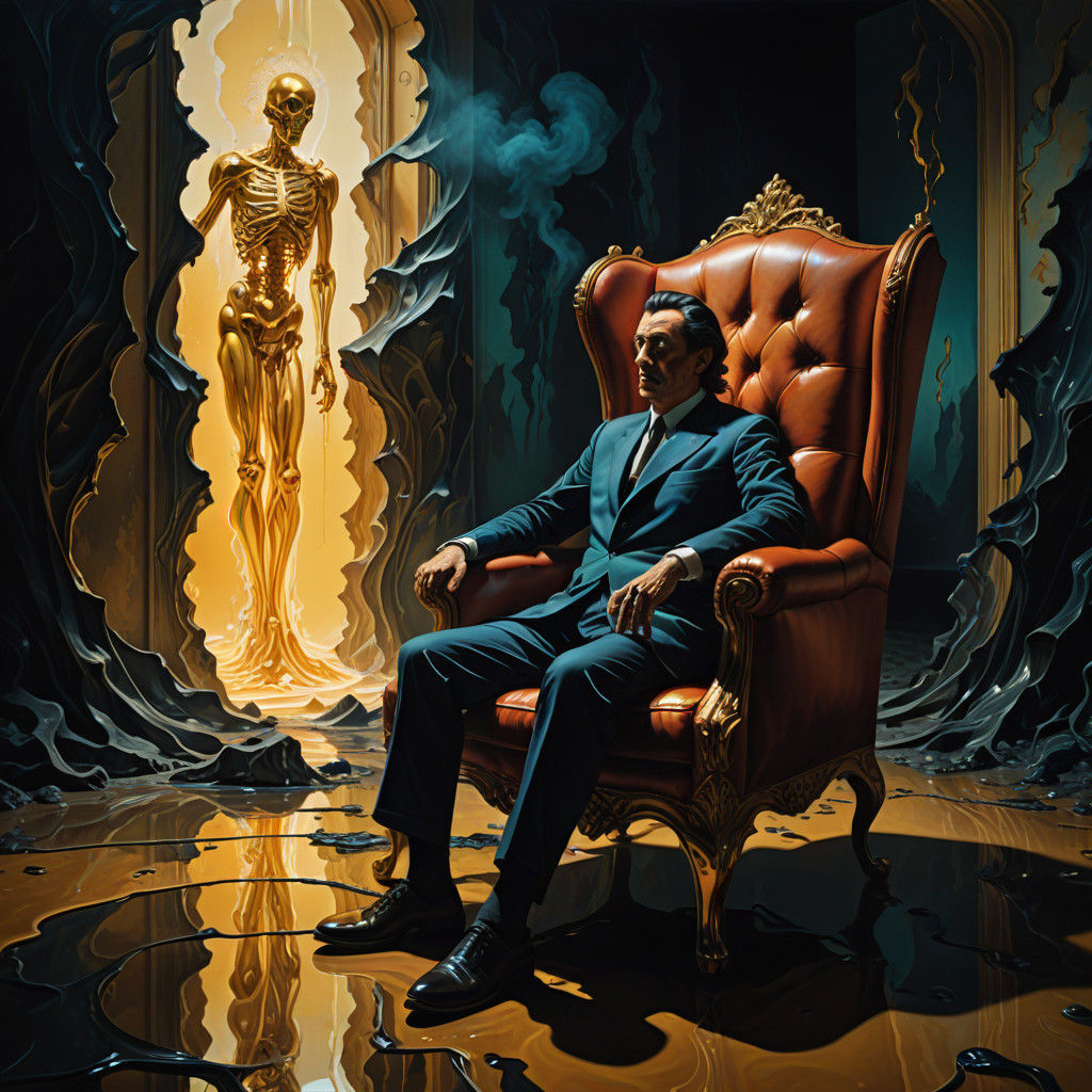 Surreal Scene: Alias The Saint in a Dreamlike, Melting World