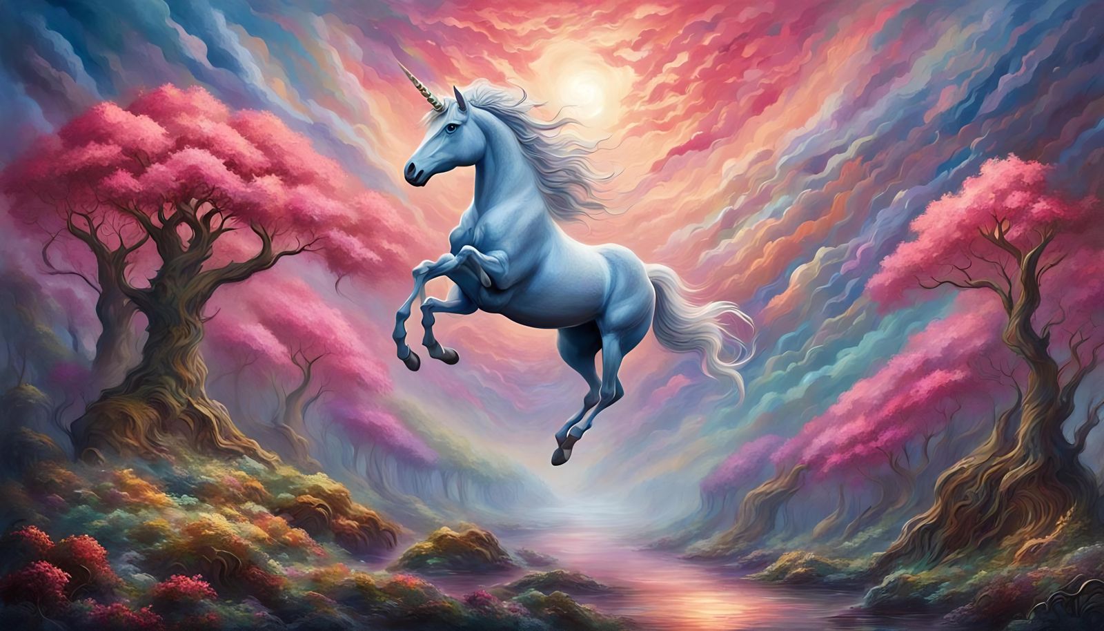 Cosmic Unicorn Fantasy in Expressionist Style