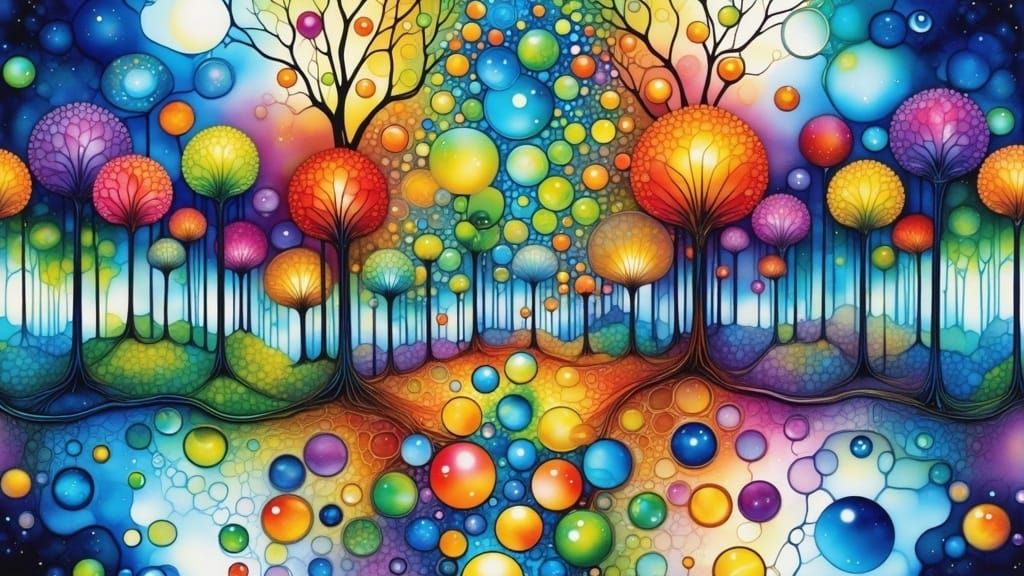 Kaleidoscopic Garden in Pop-Art Style