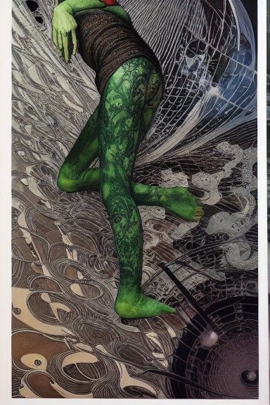 Intricate Horror Scene in Junji Ito Style