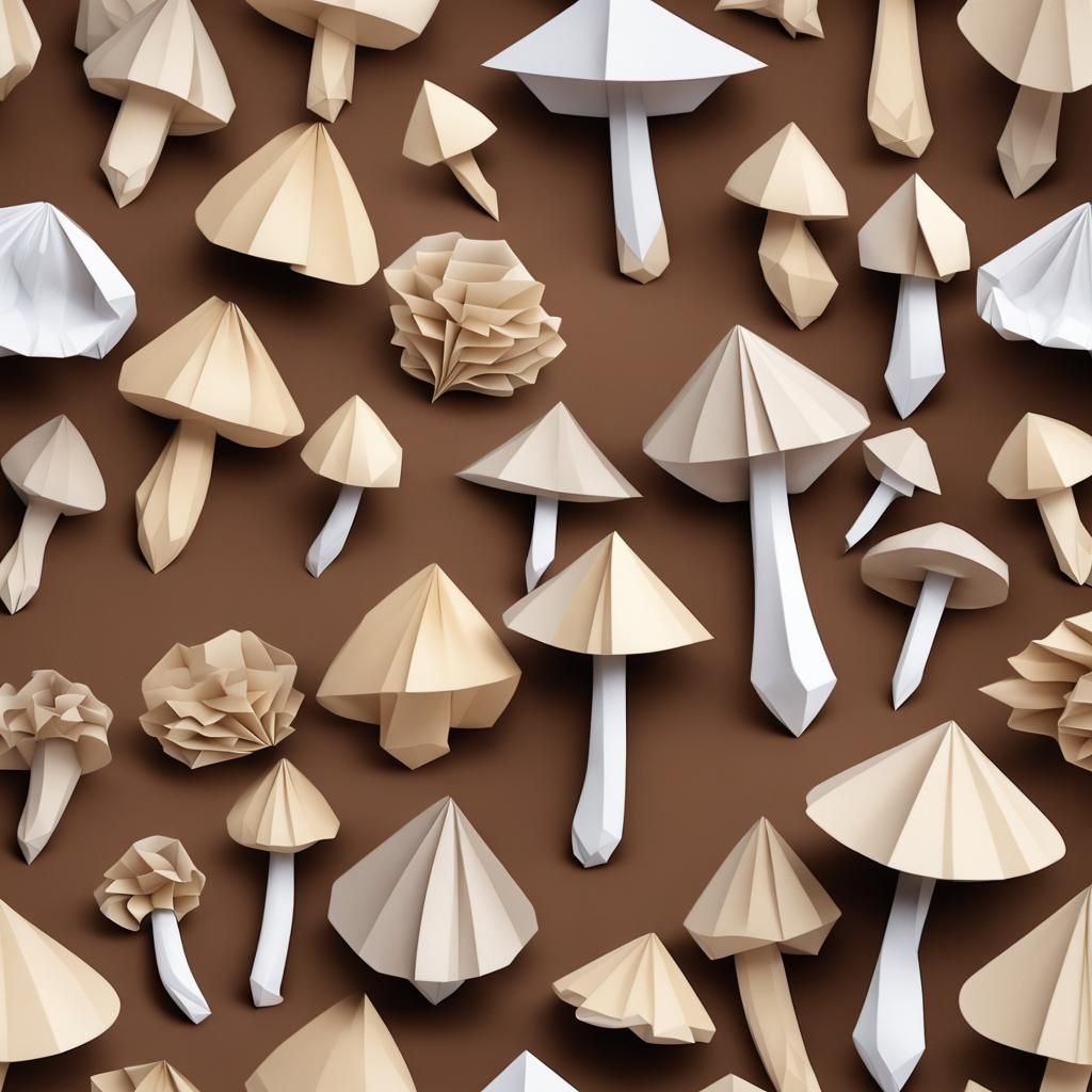 Origami Mushroom Papercraft in 8K Resolution