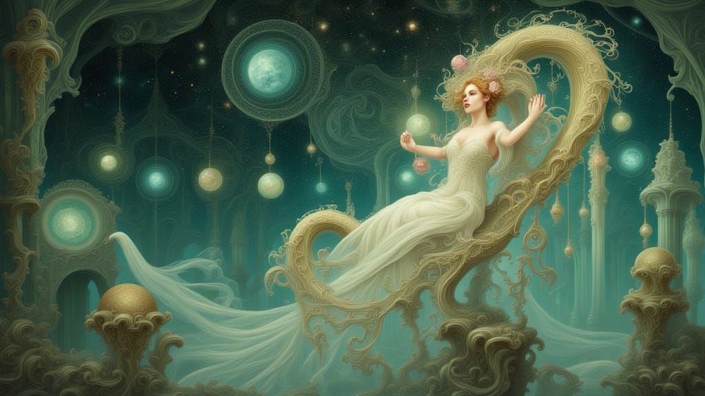 Celestial Serpent in Art Nouveau Style