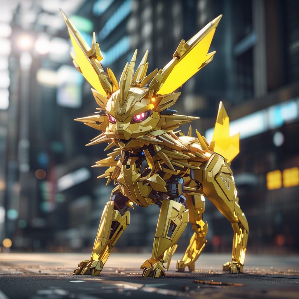 Futuristic Mecha Jolteon in Sci-Fi Style