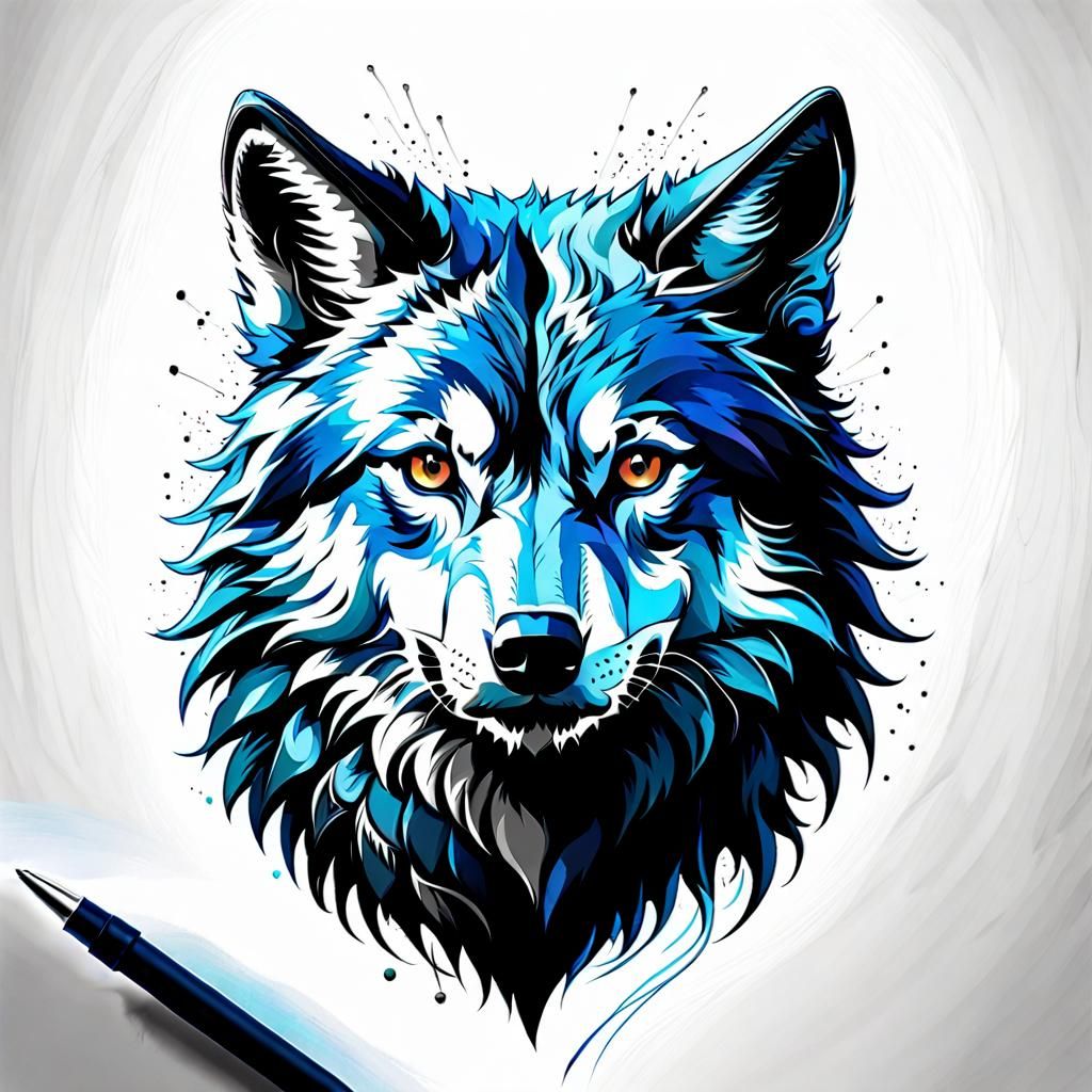 Wolf Scribble Art in Vince Low Style