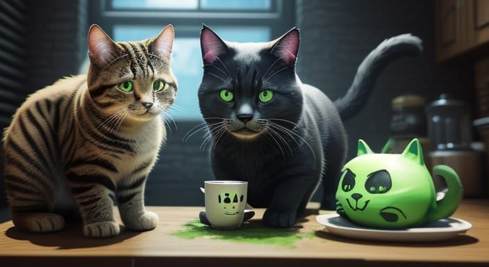 Smiling Superhero Cat in Food Photography Style