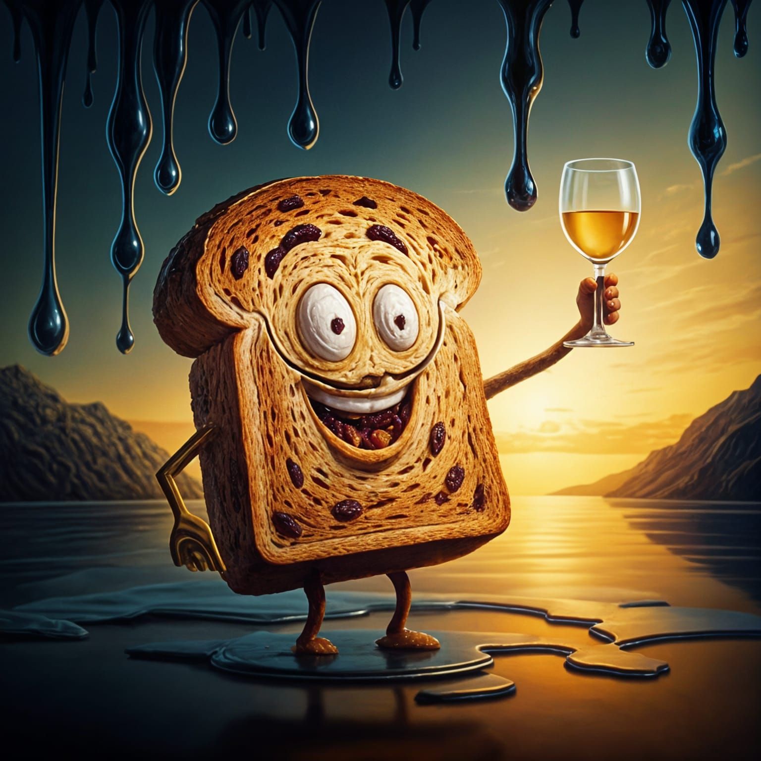 Surreal Toast: A Dali-esque Raisin Celebration