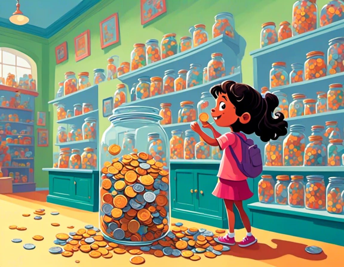 girl in a coin store