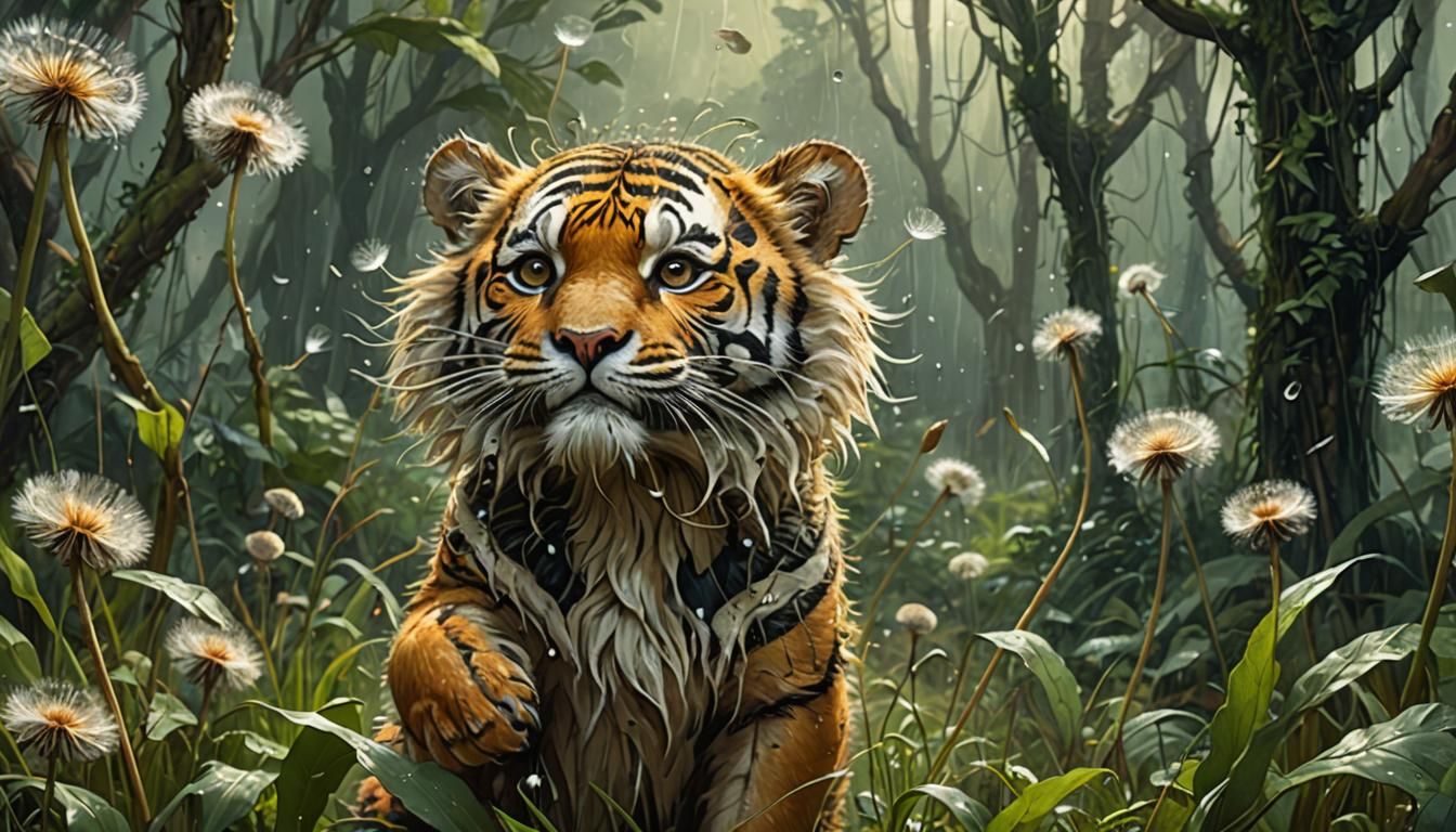 Dandelion Tiger Seed Head in Rainforest