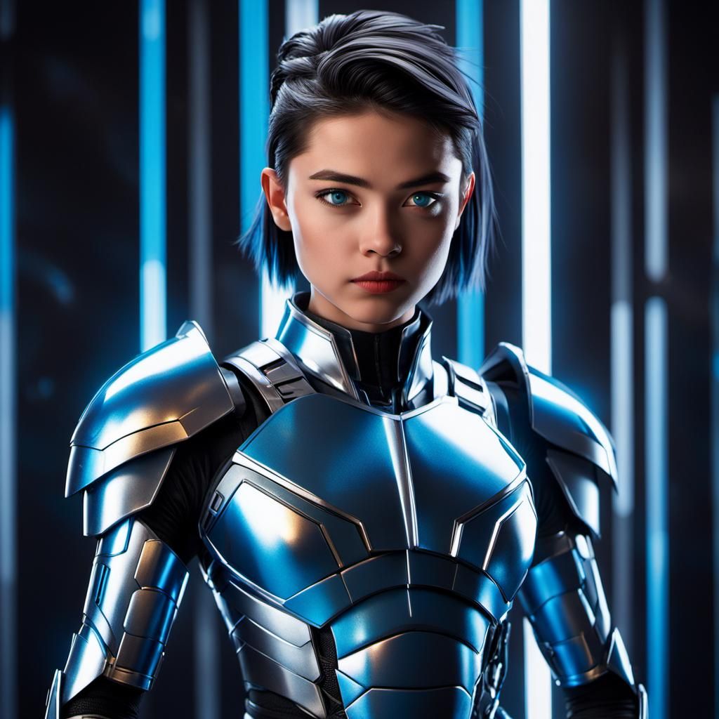 Armored Heroine: Futuristic Comic Book Art