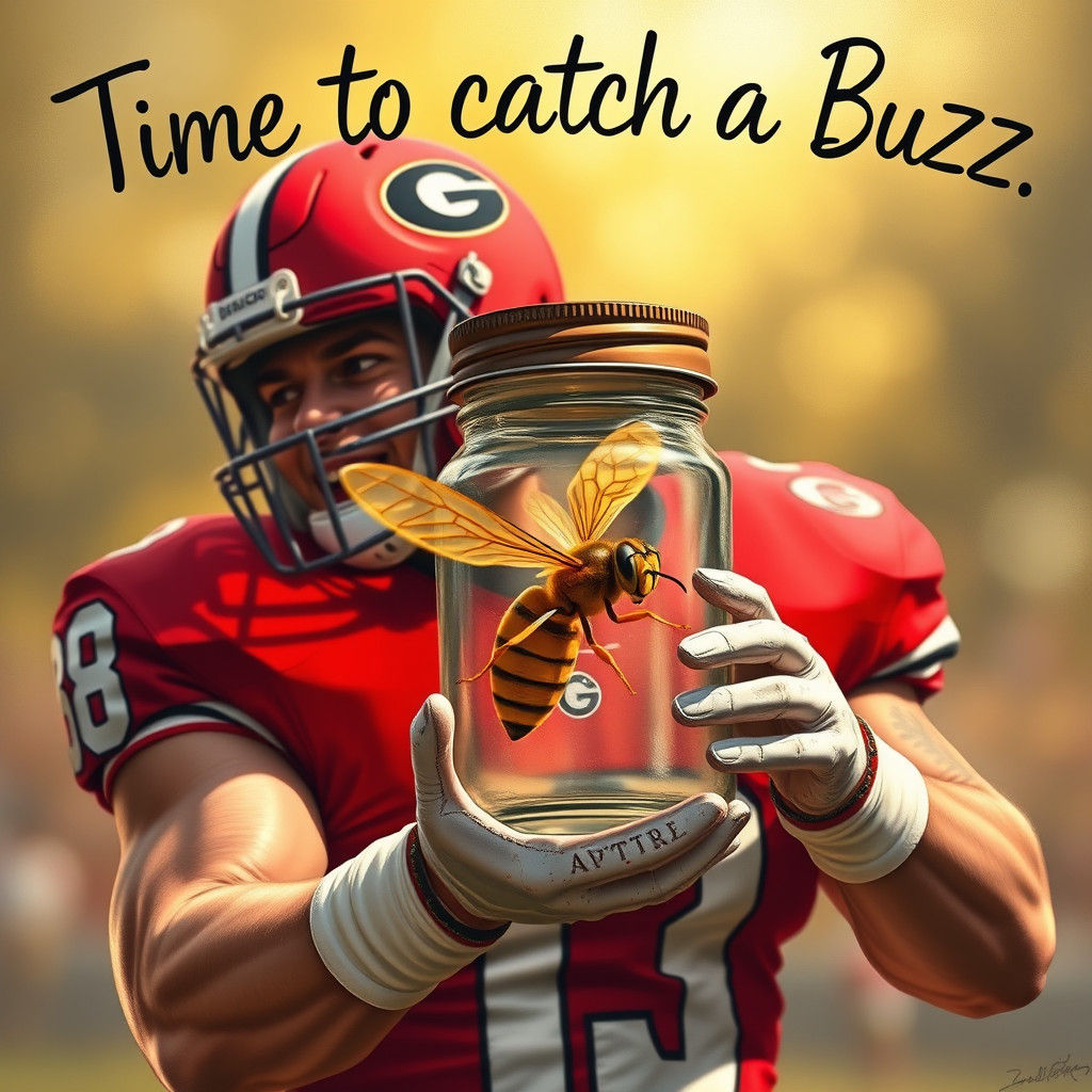 Red-Helmeted Gridiron Hero Holds Captive Yellow Jacket