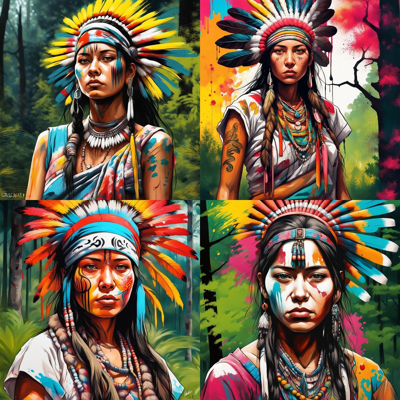 Guarani Woman in Japanese Clothes: Graffiti Art