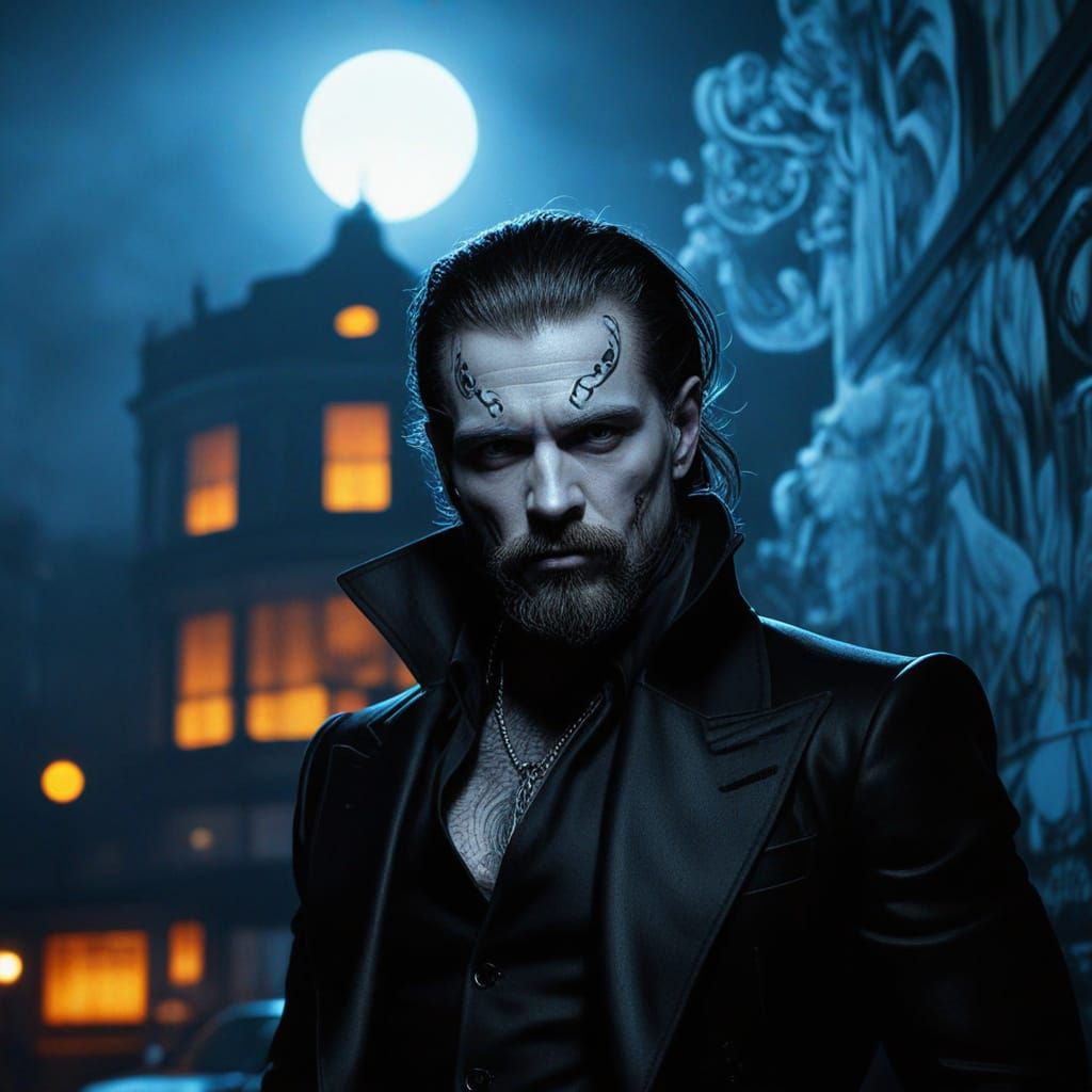 Muscular Man in Berlin Nightclub, Aubrey Beardsley Style Ink...