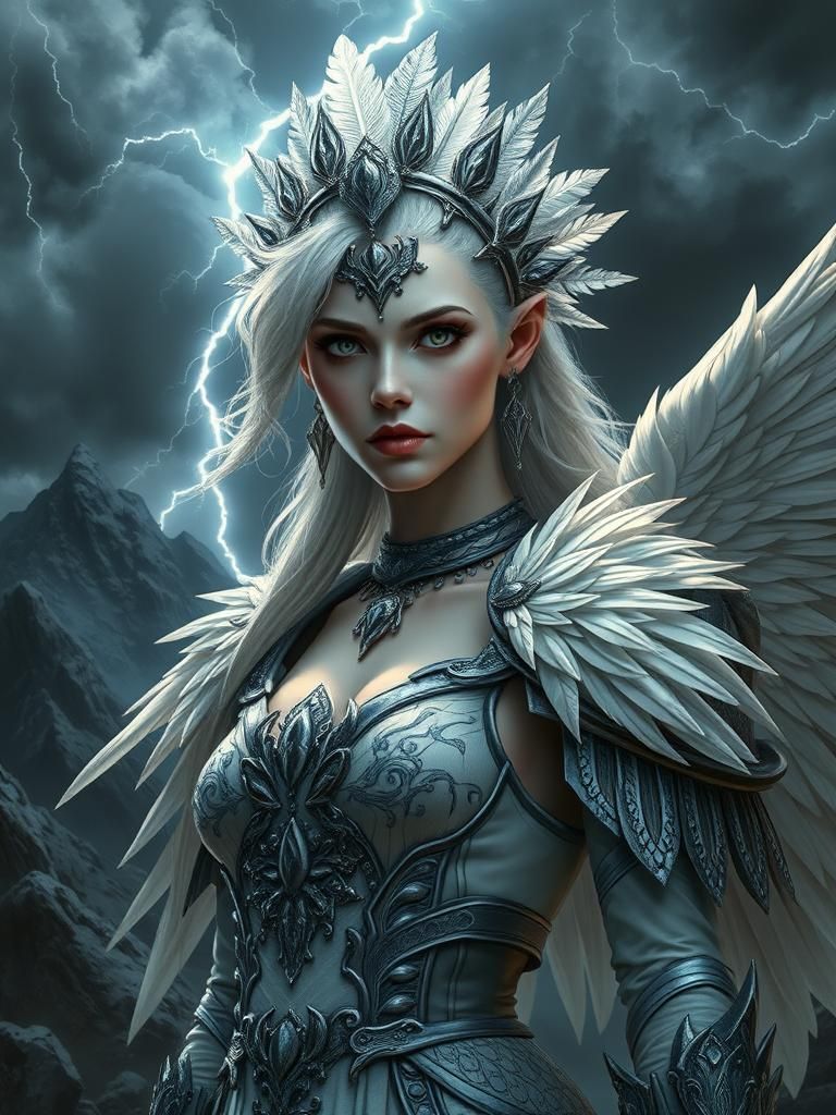 Fantasy Queen in Stormy Landscape