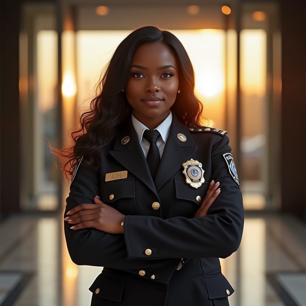 Security Guard in Dusk Light: A Photorealistic Portrait