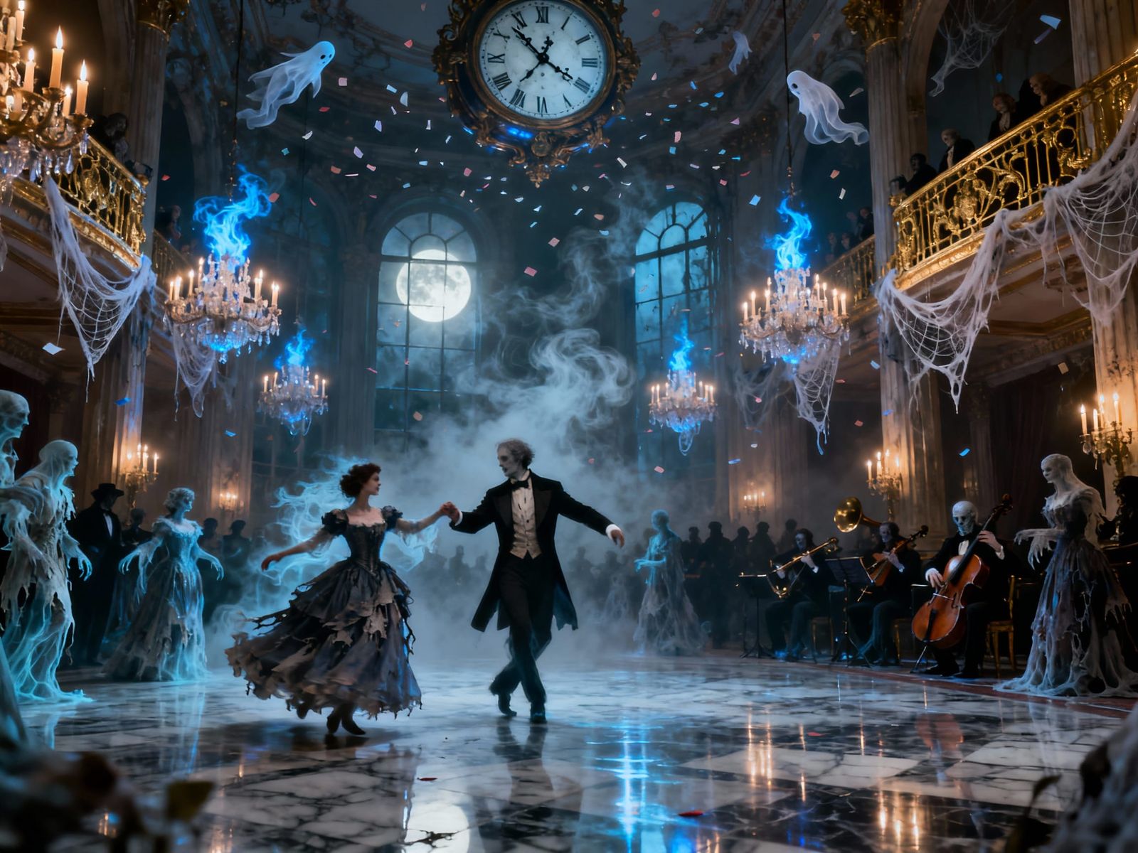 Gothic Ballroom Haunts: Spectral Guests in Candlelit Eleganc...