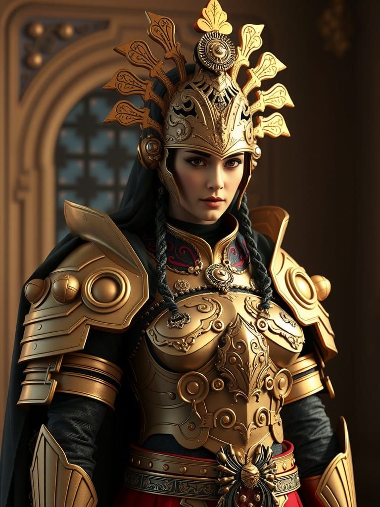 Steampunk Joseon Queen in Golden Armor