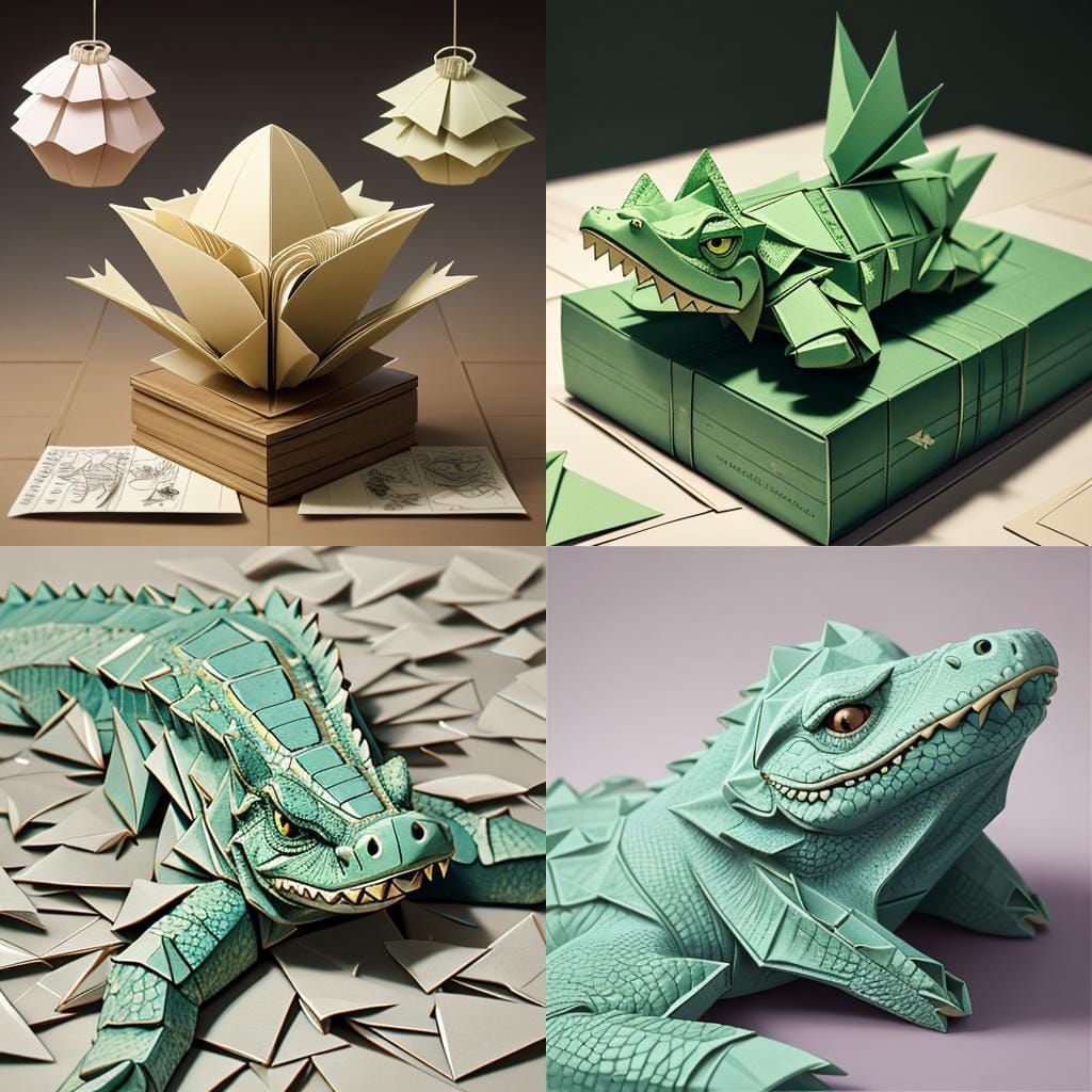 Origami Crocodile Paper Sculpture