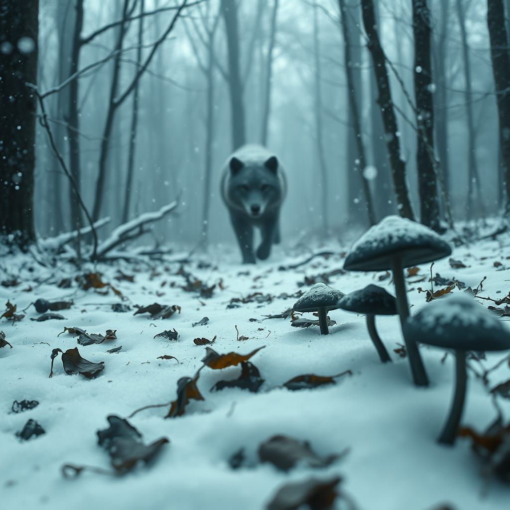 Wolf Emerge from Arctic Shadows in Haunting Winter Scene