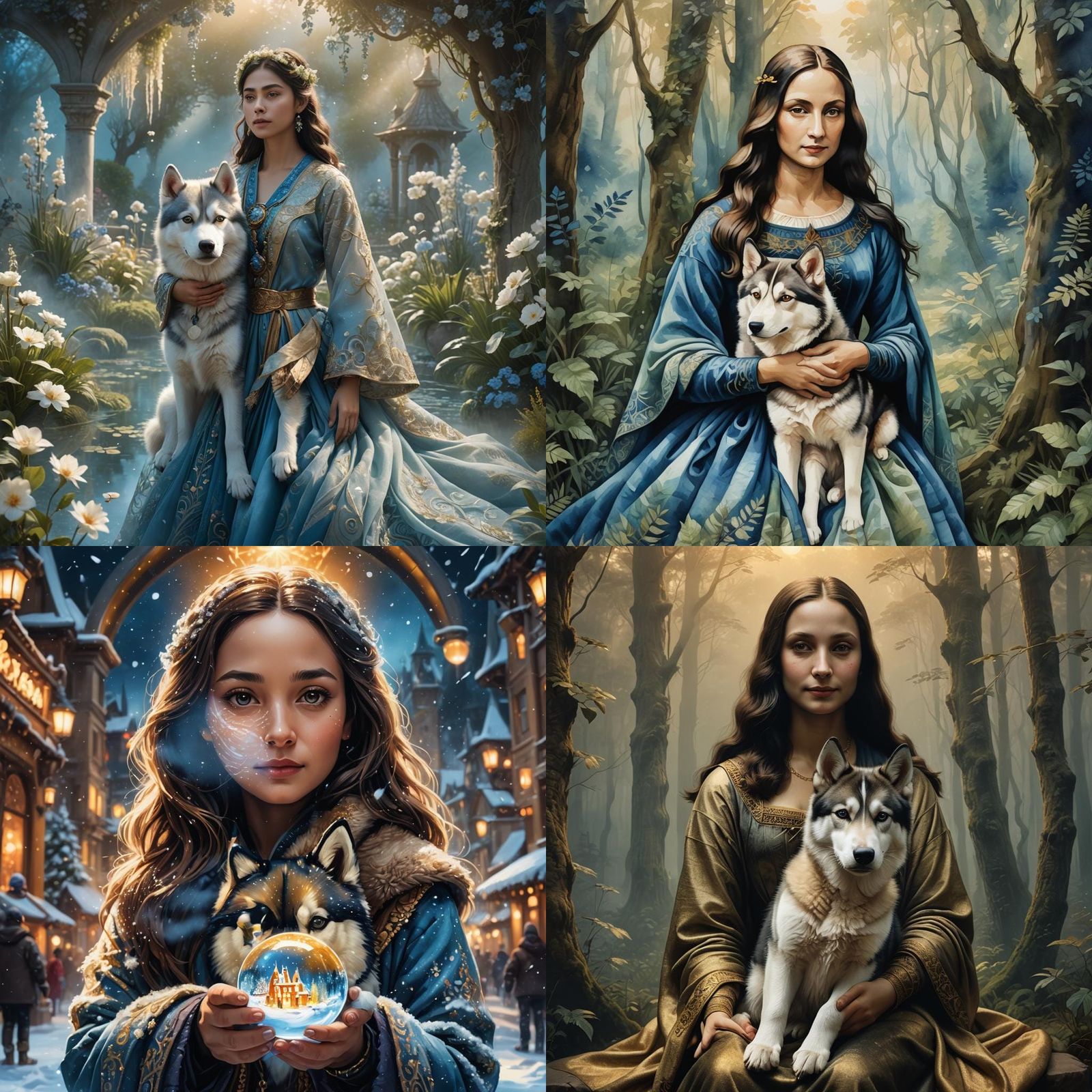 Mona Lisa Husky Fusion: Detailed Matte Painting