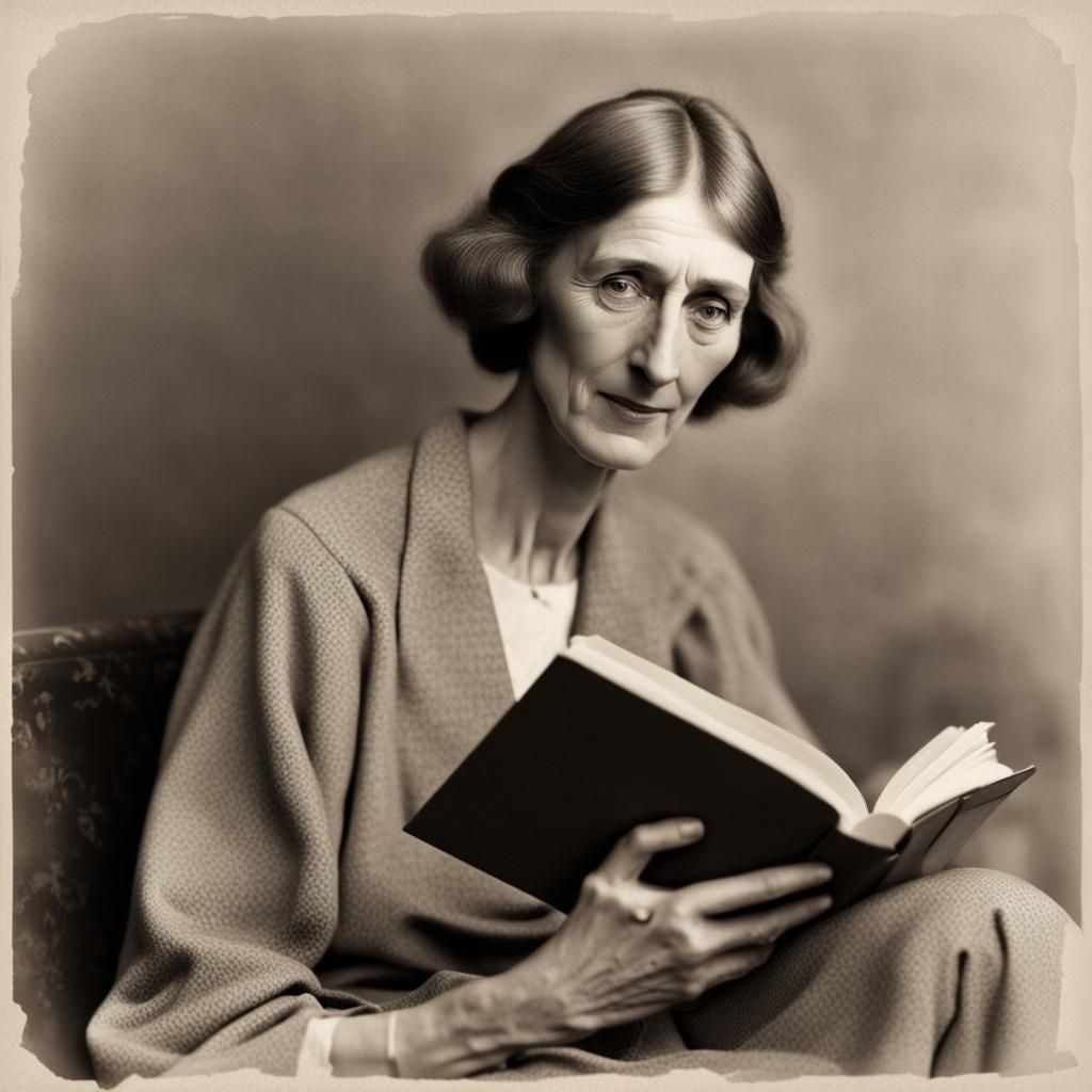 Photorealistic Portrait of Virginia Woolf Reading