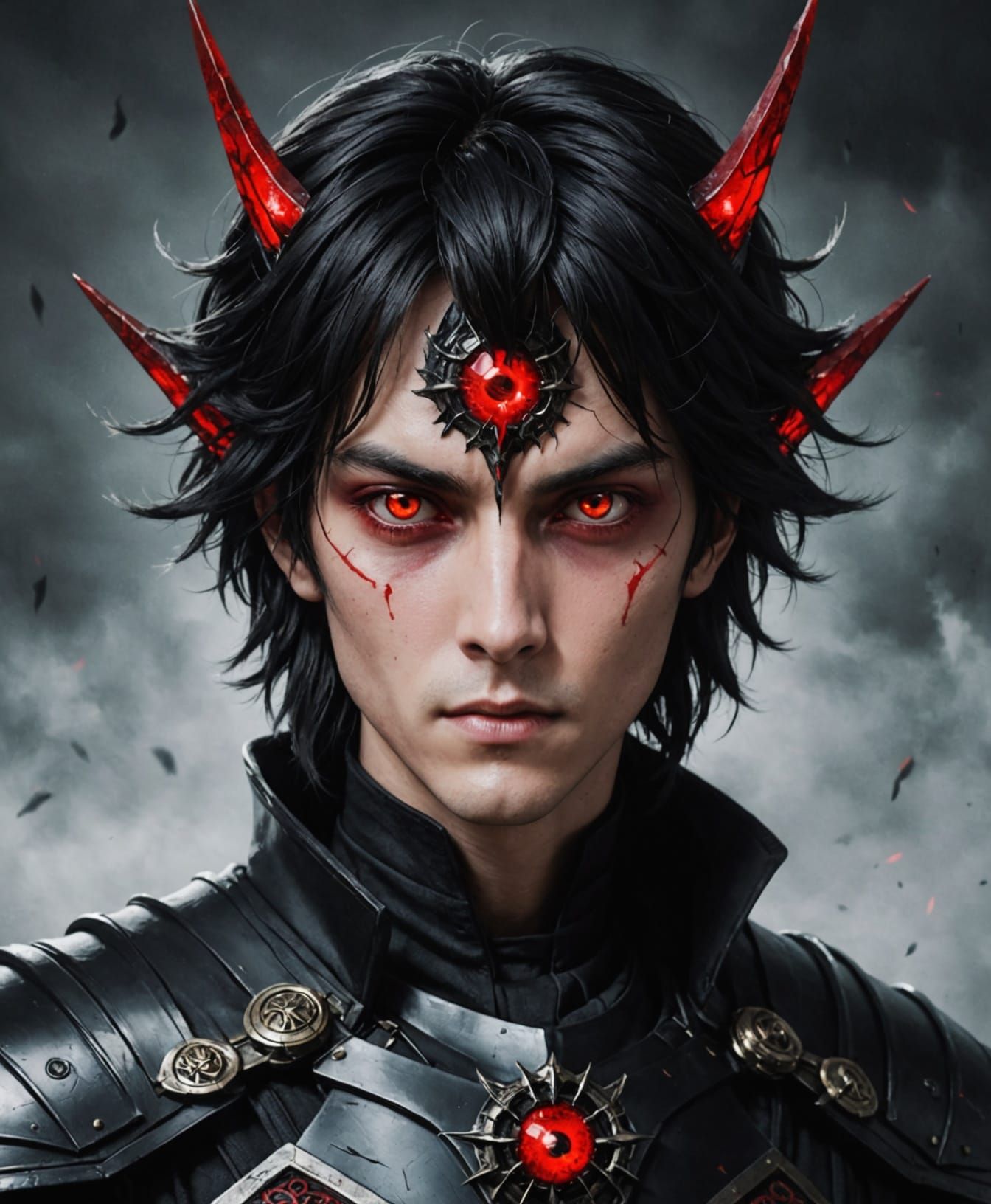 Dark Knight with Piercing Red Eyes