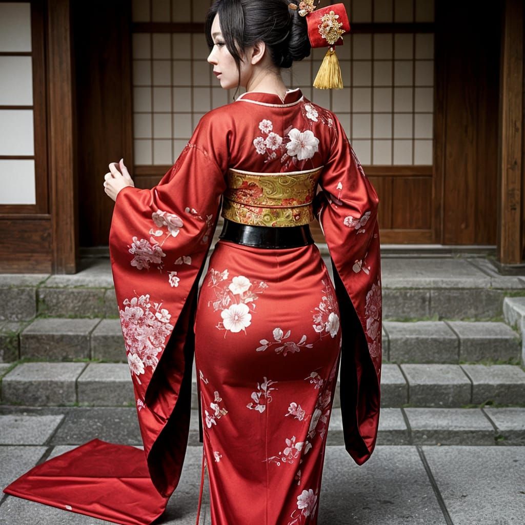 Sensual Japanese Courtesan Captured in Elegant Pose