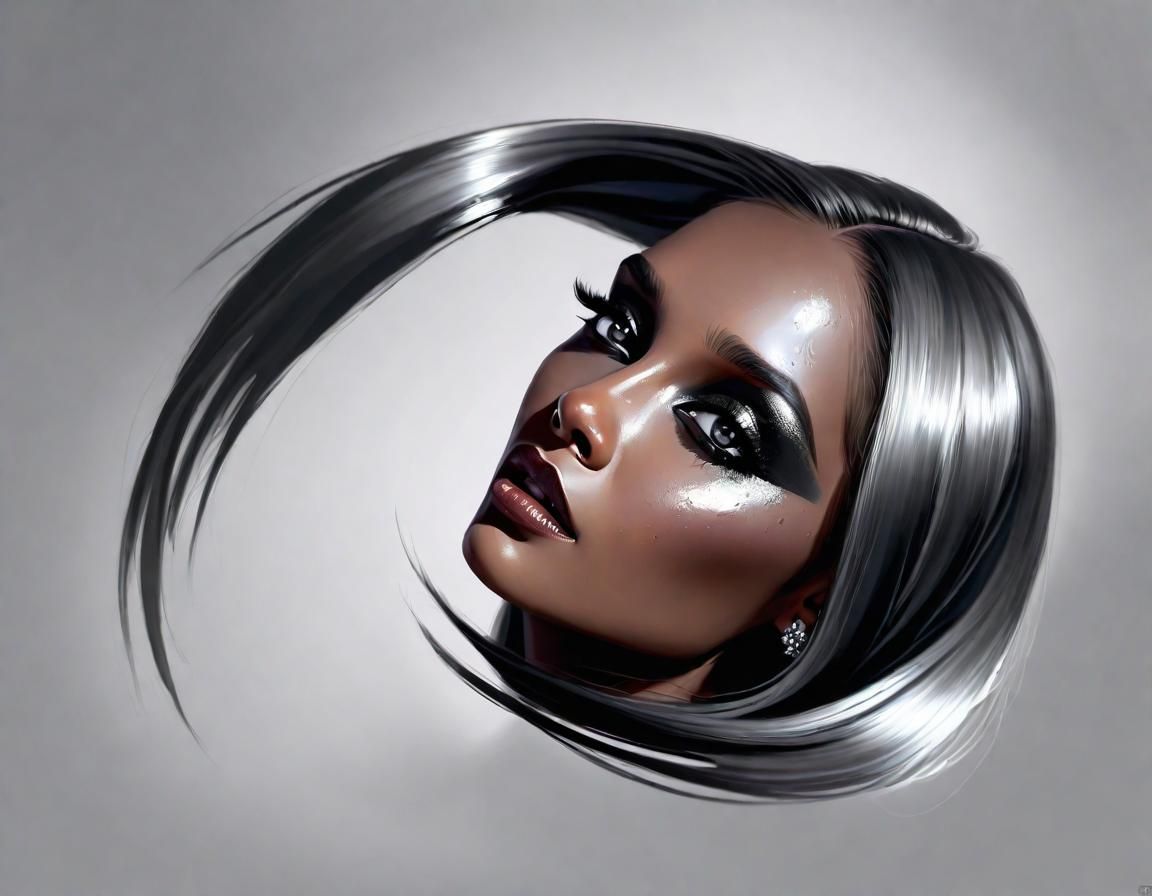 Art Nouveau Portrait in Gunmetal and Obsidian