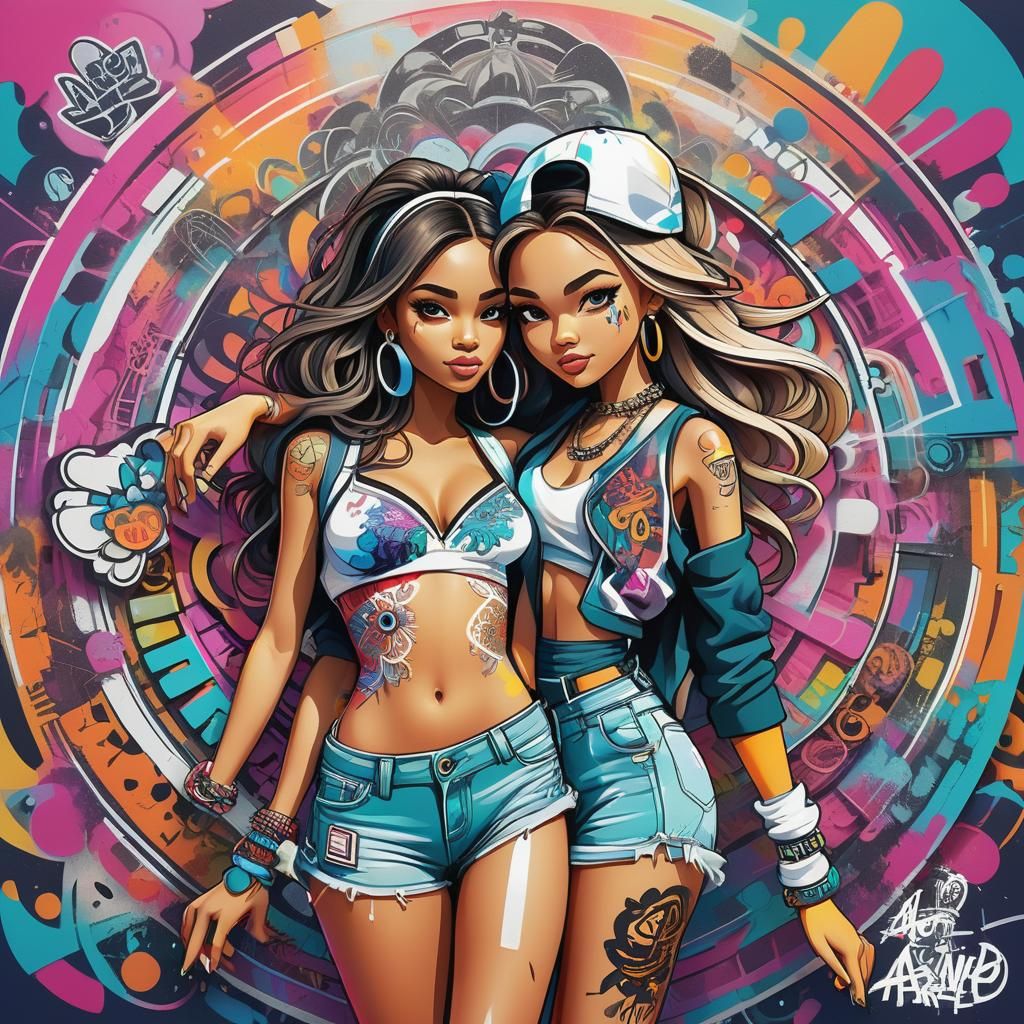 Whimsical 3D Mandala Art in Graffiti Hip Hop Style