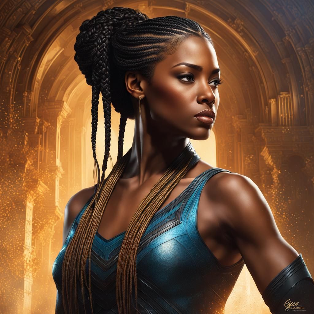 African American Princess Portrait in Hyperdetailed Photogra...