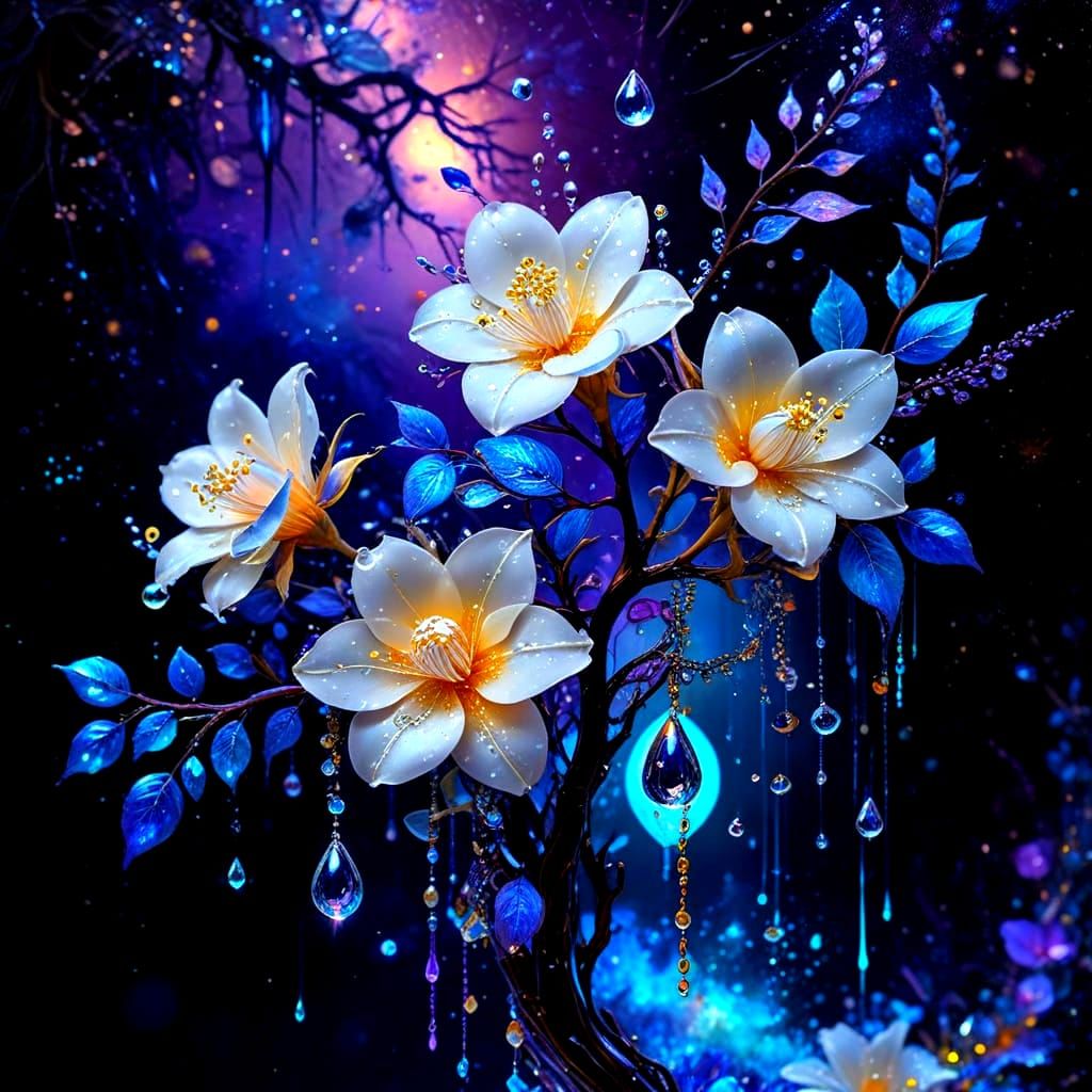 Hell leuchtende Blütenpracht in einer Neumond-Nacht - Dunkelmond