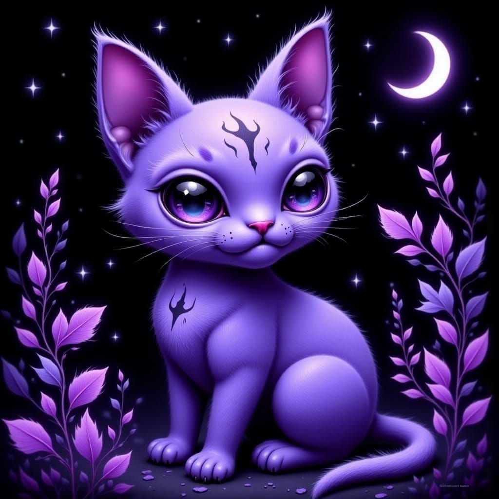 Surreal Feline Goddess in a Celestial Hush