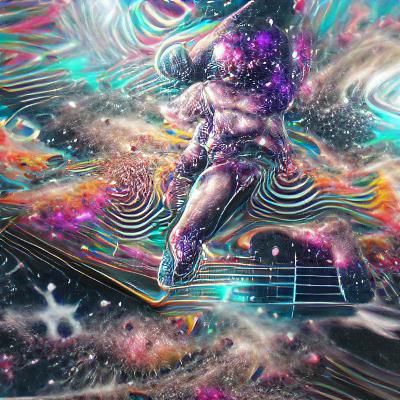 Astral Cosmic Interstellar Scene in Holographic Style