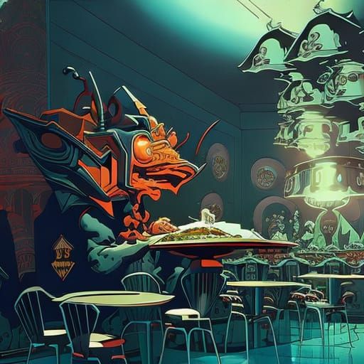 Pizza Monsters Feast Inside Italian Restaurant