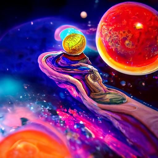 Holographic Solar System Illustration in Astral Cosmic Style