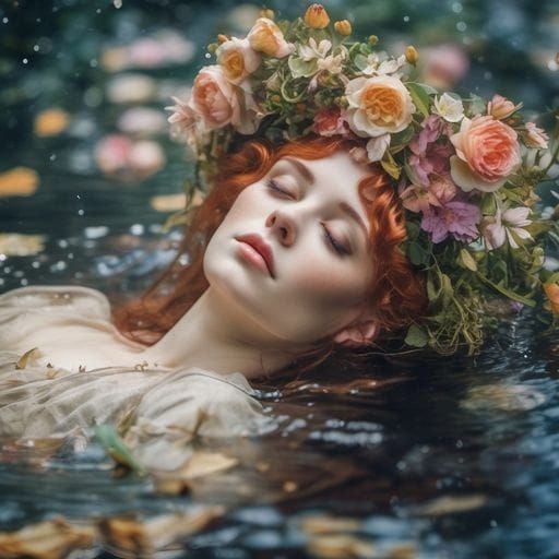 Ophelia in a Stream of Flowers