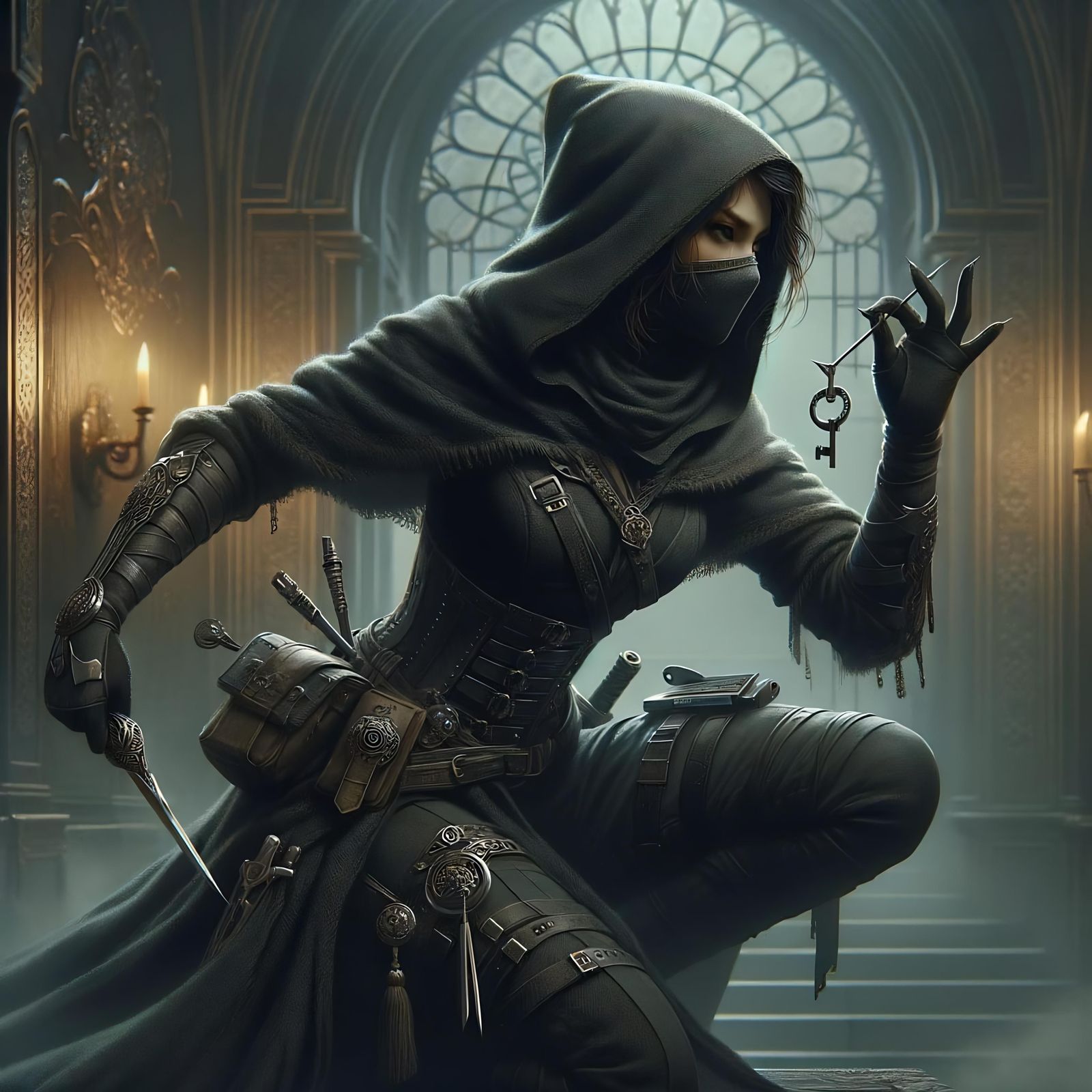 Epic Fantasy Infiltrator in a Fortress Vault