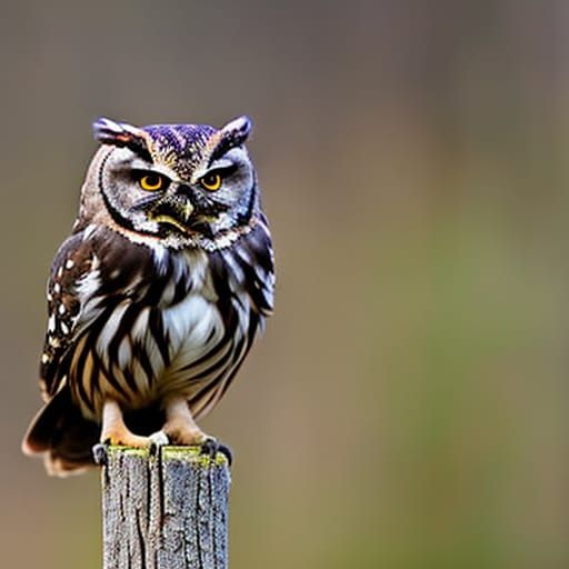 Owl on Oak Branch: Professional Photography
