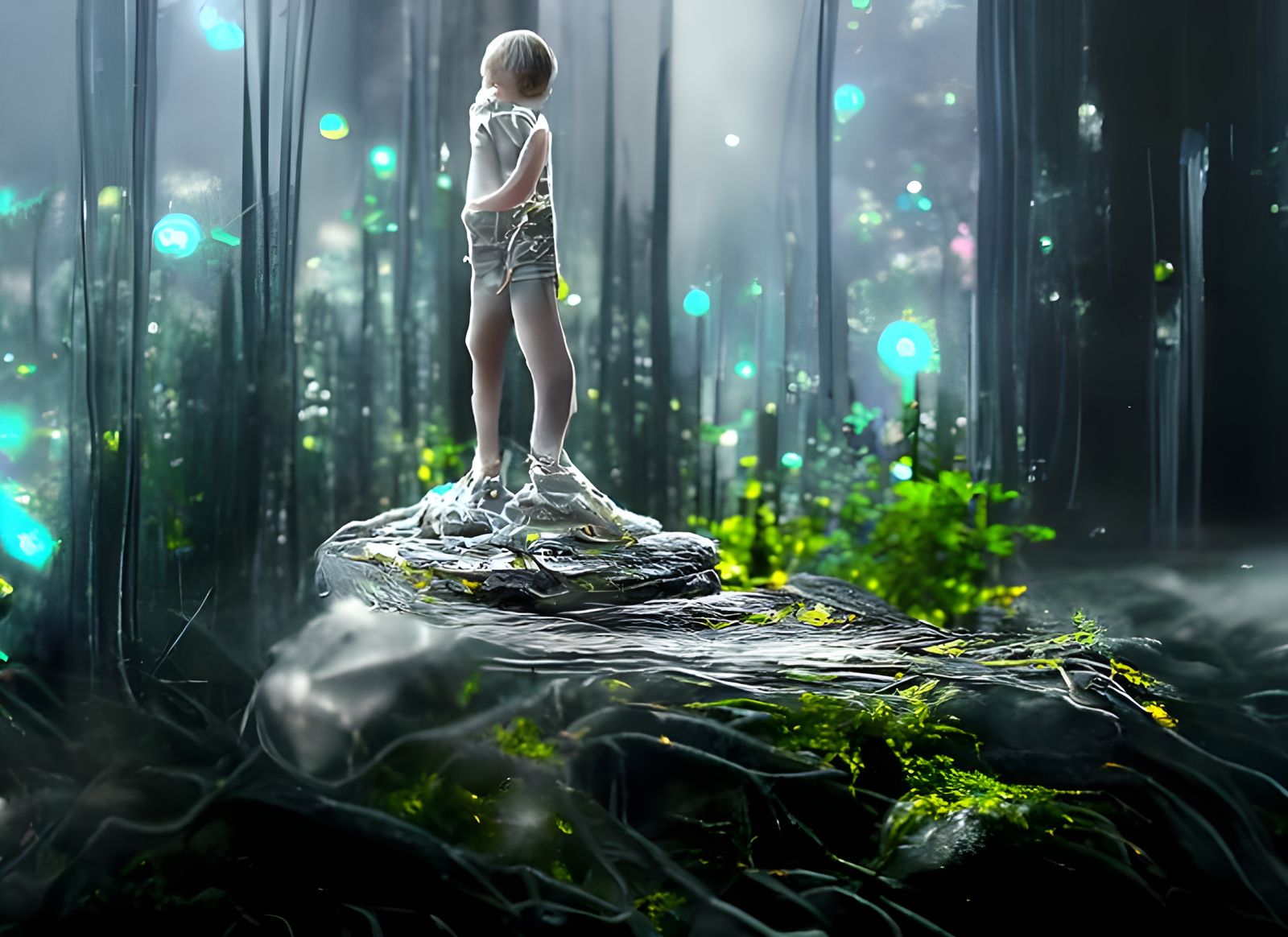 Futuristic Child of the Forest in 3D